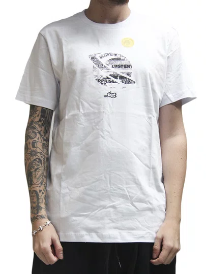 Camiseta Masculina Lost Sketch Saturn Manga Curta Estampada  - Branco