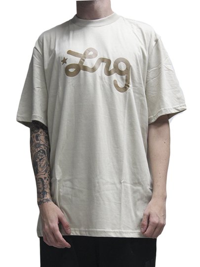 Camiseta Masculina LRG Western Script Knit Manga Curta Estampada - Areia