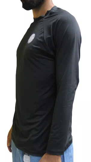 Camiseta Masculina Lycra Rip Curl Incons UV M/Longa - Preto