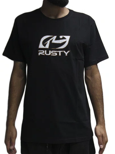 Camiseta Masculina Manga Curta Estampada Rusty Tuning - Preto