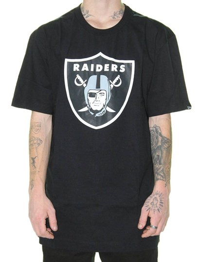 Camiseta Masculina New Era Basic Time Raiders Manga Curta Estampada - Preto