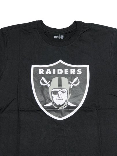 Camiseta Masculina New Era  Basic Time Los Angeles Raiders Manga Curta Estampada - Preto