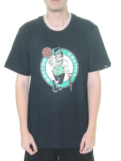 Camiseta Masculina New Era Celtics Manga Curta Estampada - Preto