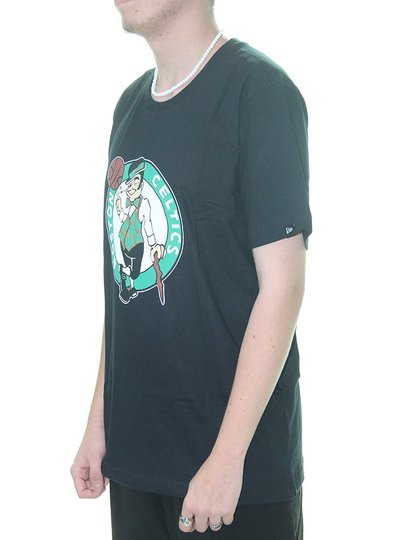 Camiseta Masculina New Era Celtics Manga Curta Estampada - Preto
