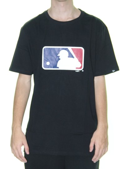 Camiseta Masculina New Era Essentials Logo MLB Manga Curta - Preto