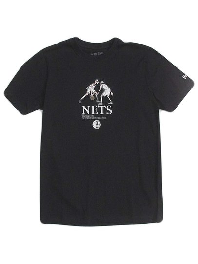 Camiseta Masculina New Era Freestyle Nets Manga Curta Estampada - Preto