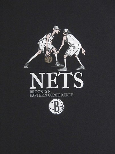 Camiseta Masculina New Era Freestyle Nets Manga Curta Estampada - Preto