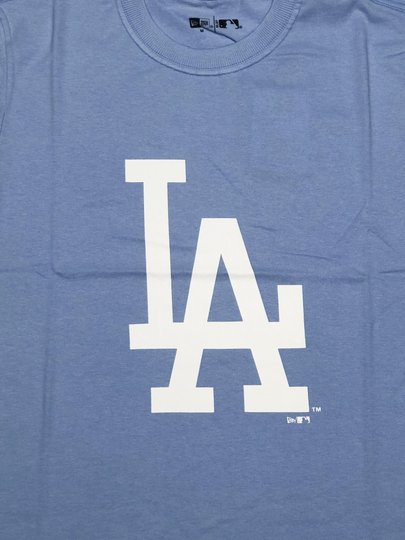 Camiseta Masculina New Era Logo Los Angeles Dodgers Manga Curta Estampada - Azul Claro