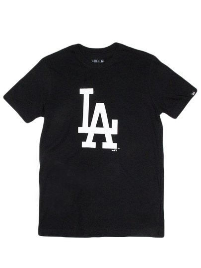 Camiseta Masculina New Era Logo Dodgers Manga Curta Estampada - Preto