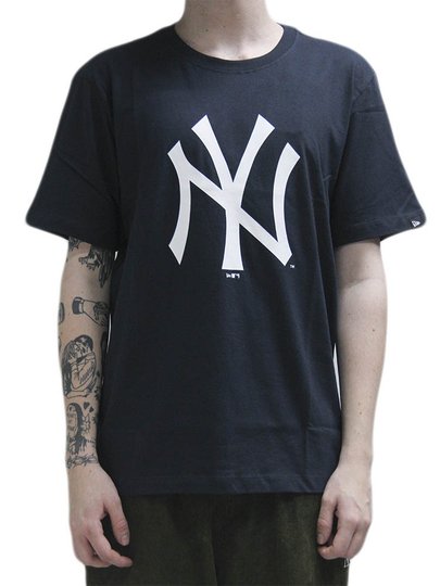 Camiseta Masculina New Era Logo New York Yankees Manga Curta Estampada - Marinho