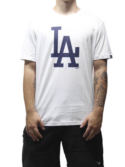 Camiseta Masculina New Era Los Angeles Dodgers Manga Curta Estampada - Branco