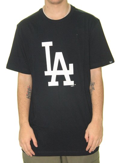 Camiseta Masculina New Era Dodgers Manga Curta Estampada  - Preto