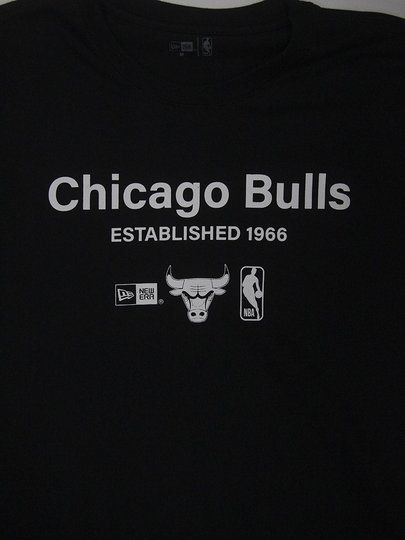 Camiseta Masculina New Era Minimal Bulls Manga Curta Estampada - Preto