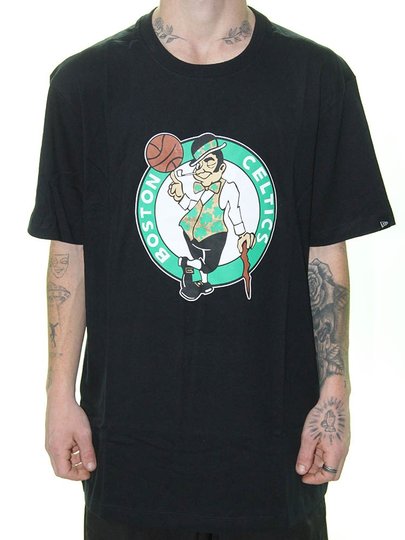 Camiseta Masculina New Era NBA Celtics Manga Curta Estampada - Preto