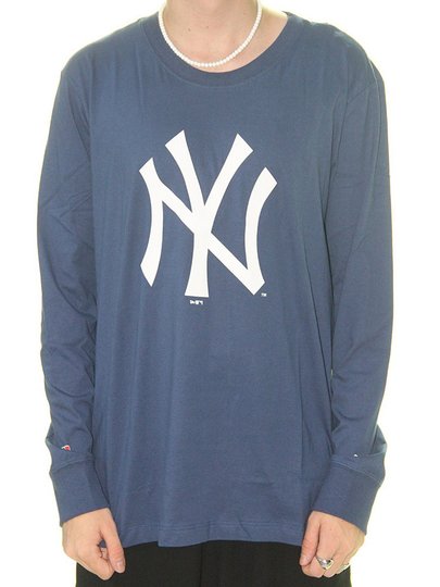 Camiseta Masculina New Era Yankees Manga Longa Estampada - Marinho