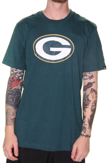 Camiseta Masculina New Era NFL Basic Time Grepac Manga Curta Estampada - Verde