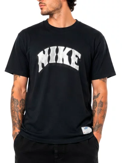 Camiseta Masculina Nike Ball Dunk Manga Curta Estampada - Preto