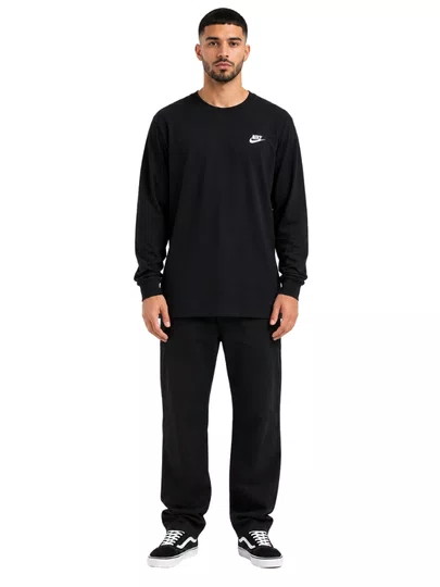 Camiseta Masculina Nike Club Manga Longa Estampada - Preto