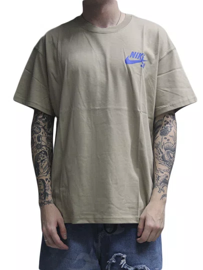 Camiseta Masculina Nike Logo Sb Manga Curta Estampada - Khaki