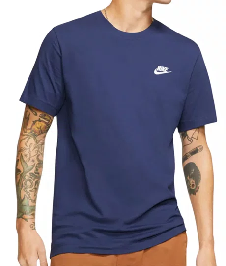 Camiseta Masculina Nike NSW Club Manga Curta Estampada - Marinho