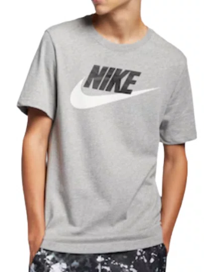 Camiseta Masculina Nike NSW Icon Future Manga Curta Estampada - Cinza Mesclado