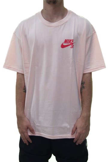 Camiseta Masculina Nike SB Logo Chest Manga Curta Estampada - Rosa