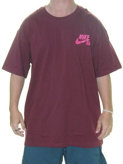 Camiseta Masculina Nike SB Logo Manga Curta Estampada - Bordo