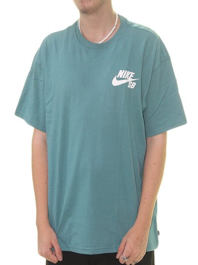 Camiseta Masculina Nike SB Logo Manga Curta Estampada Verde Agua Home Session Store