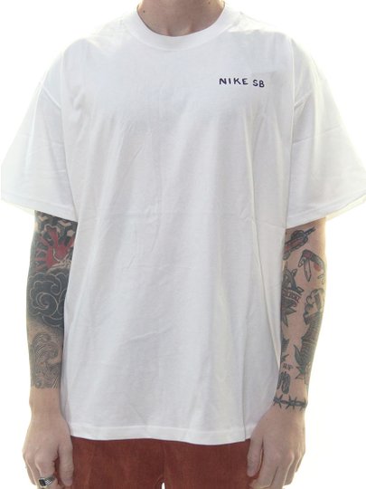 Camiseta Masculina Nike Sb Midnight Manga Curta Estampada - Branco