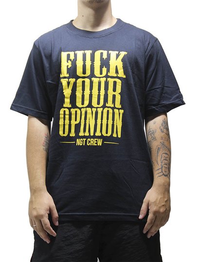 Camiseta Masculina Nugget FVCK YOUR OP Manga Curta Estampada - Preto