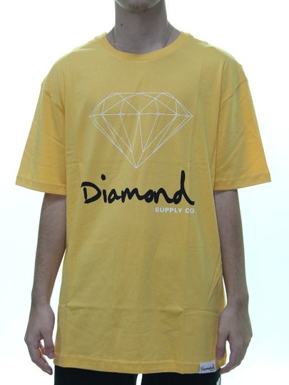 Camiseta Masculina Diamond Og Sign Tee Manga Curta Estampado - Amarelo