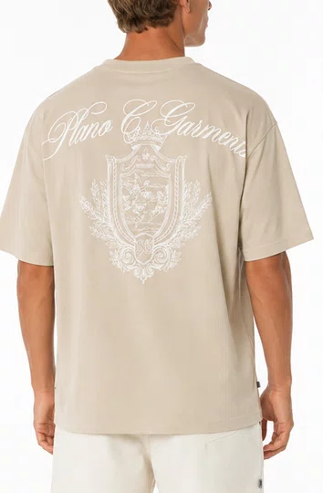 Camiseta Masculina Plano C Celestial Manga Curta Estampada - Bege