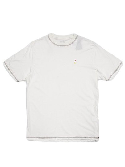 Camiseta Masculina Plano C Com Costura Colorida Manga Curta Estampada - Branco