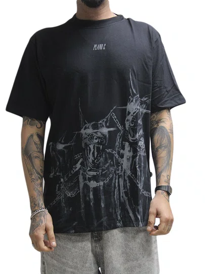 Camiseta Masculina Plano C Danger Manga Curta Estampada - Preto