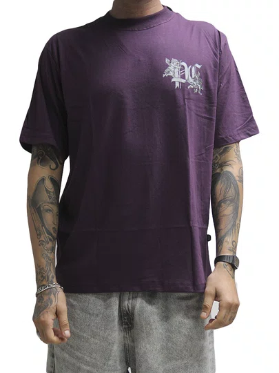 Camiseta Masculina Plano C Divine Manga Curta Estampada - Bordo 