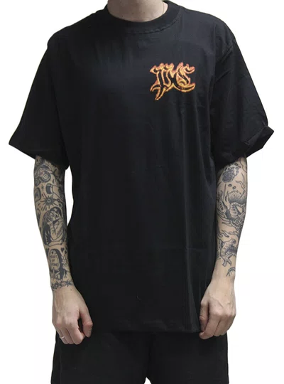 Camiseta Masculina Plano C Flames Manga Curta Estampada - Preto