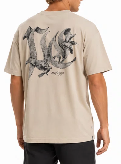 Camiseta Masculina Plano C Fly Manga Curta Estampada - Areia