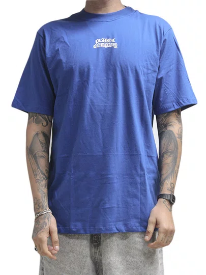 Camiseta Masculina Plano C Gothic Manga Curta Estampada - Azul