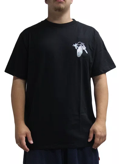Camiseta Masculina Plano C Keychains Manga Curta Estampada - Preto