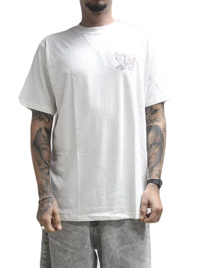 Camiseta Masculina Plano C Masks Manga Curta Estampada - Off White