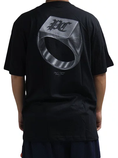 Camiseta Masculina Plano C Ring Manga Curta Estampada - Preto