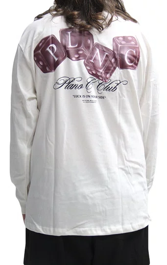 Camiseta Masculina Plano C Rollers Manga Longa Estampada - Off White
