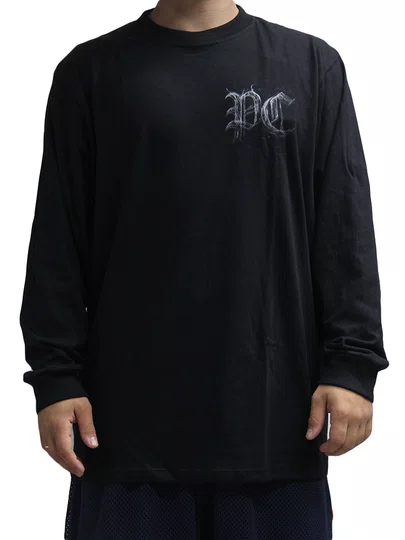 Camiseta Masculina Plano C Smoke Manga Longa Estampada - Preto