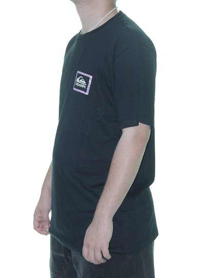 Camiseta Masculina Quiksilver Checker Stamp Manga Curta Estampada - Preto