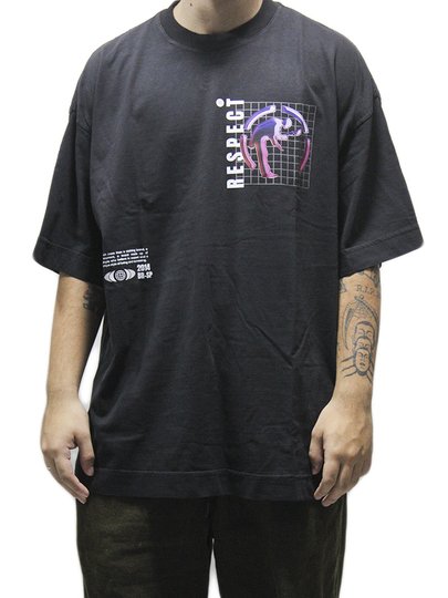 Camiseta Masculina Respect 3D DTF Oversized - Preto