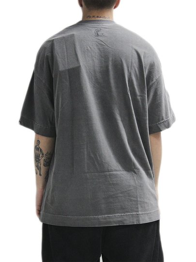 Camiseta Masculina Respect Bandana Ninja DTF Oversized Manga Curta Estampada - Chumbo