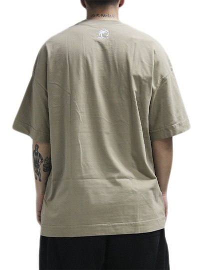 Camiseta Masculina Respect Jackson Frase DTF Oversized Manga Curta Estampada - Bege