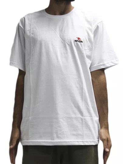 Camiseta Masculina Rip Curl Corporate Manga Curta Estampada - Branco
