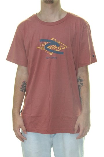 Camiseta Masculina Rip Curl Fill Tee Manha Curta Estampada - Vermelho