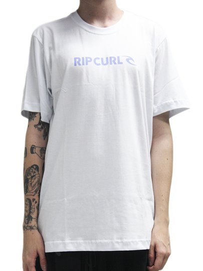 Camiseta Masculina Rip Curl New Icon Manga Curta Estampada - Branco